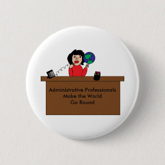 Badge Rond 5 Cm Monde Professionnel Administratif (Cheveux Sombres