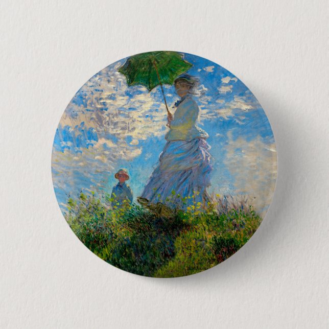 Badge Rond 5 Cm Monet Femme Parasol Impressionnisme (Devant)