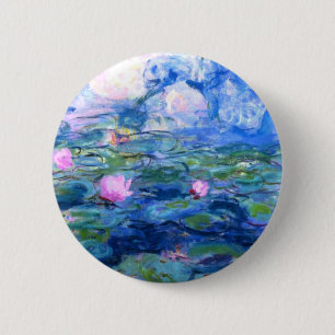 Badge Rond 5 Cm Monet Pink Water Lilies
