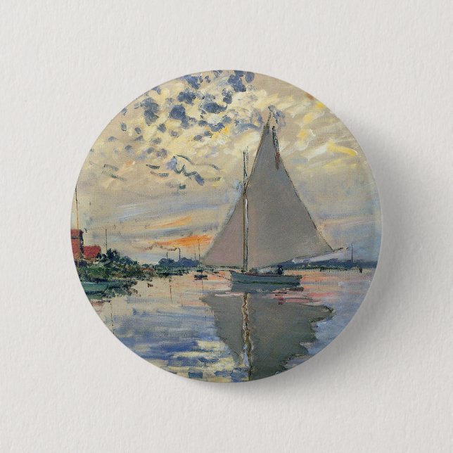 Badge Rond 5 Cm Monet Sailboat Français Impressionnisme Art classi (Devant)
