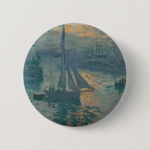 Badge Rond 5 Cm Monet Sunrise Marine Impressionnisme peinture