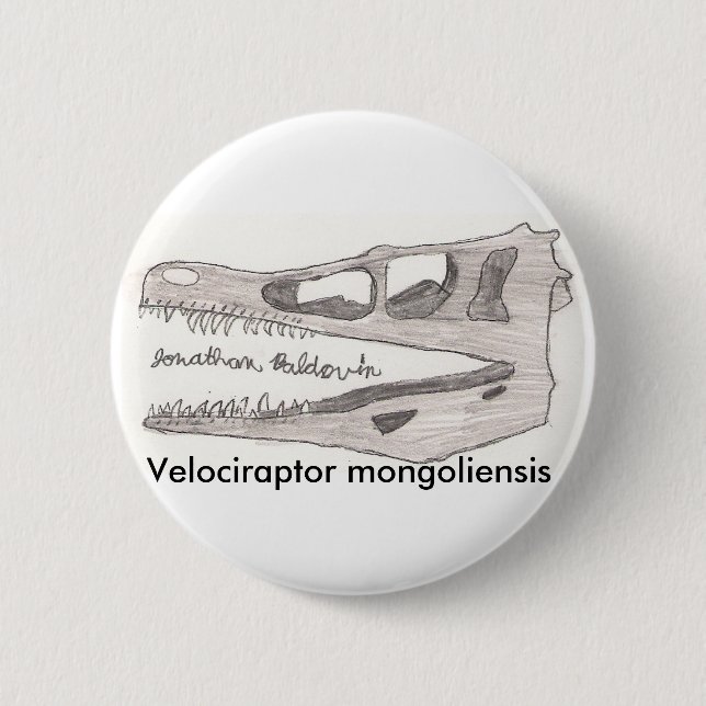 Badge Rond 5 Cm Mongoliensis de Velociraptor (Devant)