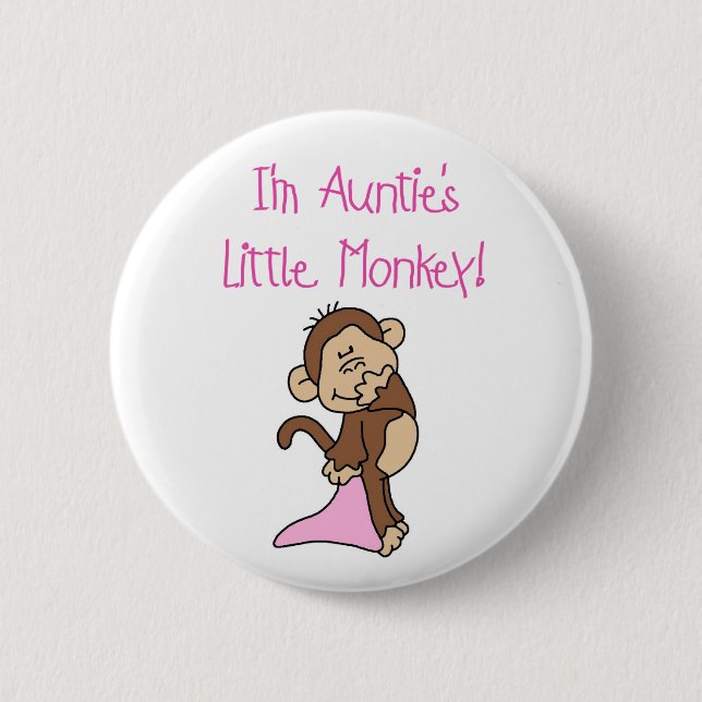 Badge Rond 5 Cm Monkey de tante rose (Devant)