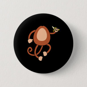 Badge Rond 5 Cm Monkey Holding Banana Costume Amusant facile Hallo