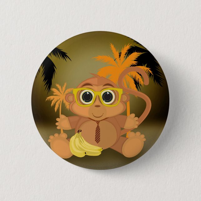 Badge Rond 5 Cm Monkey Nerd (Devant)