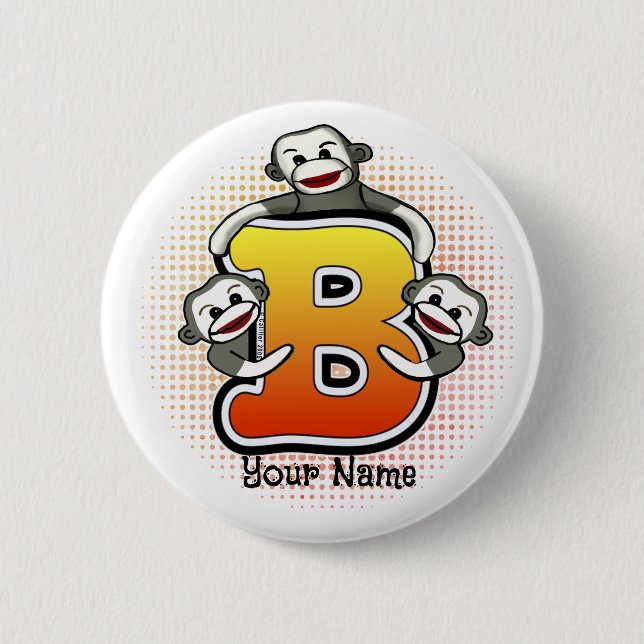 Badge Rond 5 Cm Monogram B Sock Monkey (Devant)