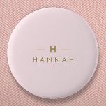 Badge Rond 5 Cm Monogram Blush | Elegant Gold Minimum<br><div class="desc">A simple stylish custom monogram design in a gold minimalist typographiy on an elegant pastel blush pink background. The monogram initials and name can easily be personalized along with the feature line to make a design as unique as you are! Le parfait poison de l'accessoire pour un instant.</div>