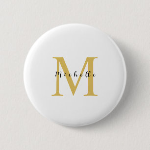 Badge Rond 5 Cm Monogram Gold Couleur Votre Nom Cadeau spécial Bie