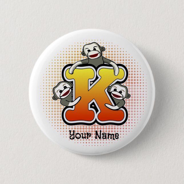 Badge Rond 5 Cm Monogram K Sock Monkey (Devant)