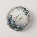 Badge Rond 5 Cm Monogram Name Green Purple Leaves Rustic Elegant<br><div class="desc">Monogram Name Green Purple Leaves Rustic Elegant button. Unique,  beautiful,  stylish design. Easy to be personalized. Font style,  size,  and colors can be changed. Matching items are available.</div>