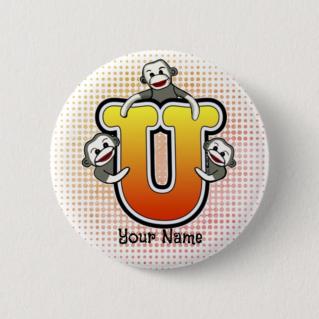 Badge Rond 5 Cm Monogram U Sock Monkey (Devant)