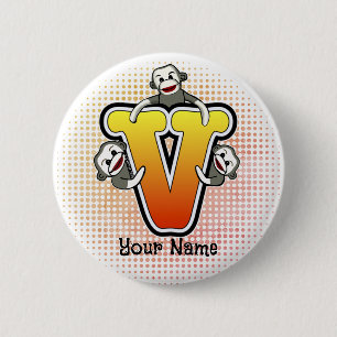 Badge Rond 5 Cm Monogram V Sock Monkey