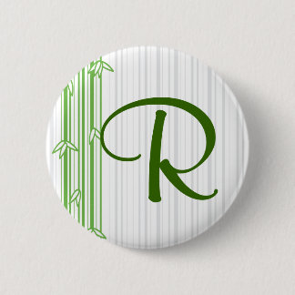Badge Rond 5 Cm Monogramme avec l'arrière - plan en bambou -