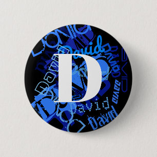 Badge Rond 5 Cm Monogramme bleu créatif
