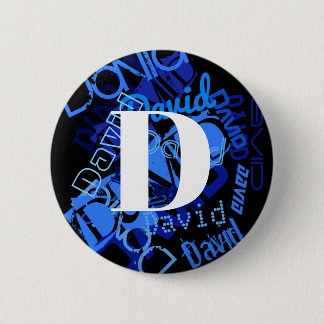 Badge Rond 5 Cm Monogramme bleu créatif