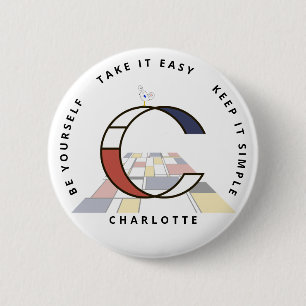Badge Rond 5 Cm Monogramme d'art néoplasticiste captivant. Lettre 