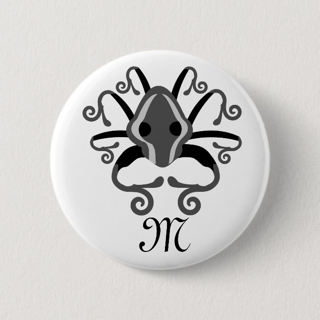 Badge Rond 5 Cm Monogramme de calmar gris (Devant)