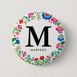 Badge Rond 5 Cm Monogramme de femme de ménage mexicaine