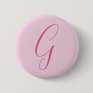 Badge Rond 5 Cm Monogramme de lettre initiale rose clair chic uni