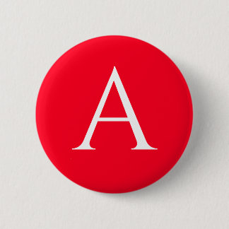 Badge Rond 5 Cm Monogramme de lettre initiale rouge blanc simple