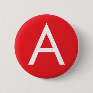 Badge Rond 5 Cm Monogramme de lettre initiale rouge blanc simple m
