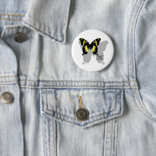 Badge Rond 5 Cm Monogramme de l'ombre des papillons jamaïcains