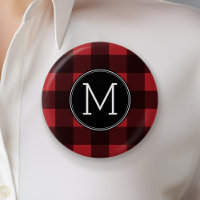 Monogramme de Motif de buffle rouge et noir rustiq
