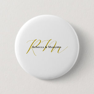 Badge Rond 5 Cm Monogramme de nom moderne de couleur or unique exc