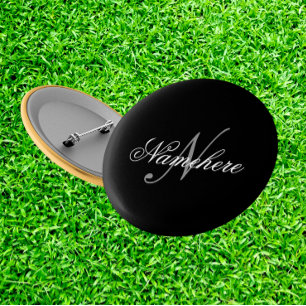 Badge Rond 5 Cm Monogramme de nom noir et blanc personnalisé uniqu