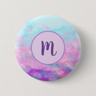 Badge Rond 5 Cm Monogramme de nuages roses mignons