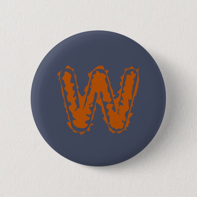 Badge Rond 5 Cm Monogramme déplaisant avec collision orange sur bl (Devant)