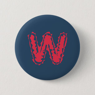 Badge Rond 5 Cm Monogramme déplaisant rouge sur bleu