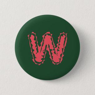 Badge Rond 5 Cm Monogramme déplaisant s'accrochant rose sur vert