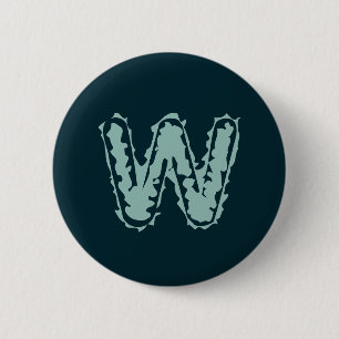 Badge Rond 5 Cm Monogramme déplaisant vert à la menthe sur bleu pr