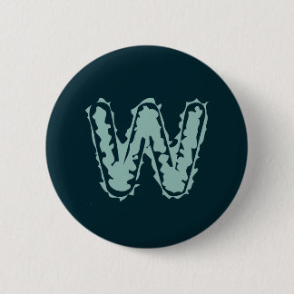 Badge Rond 5 Cm Monogramme déplaisant vert à la menthe sur bleu pr