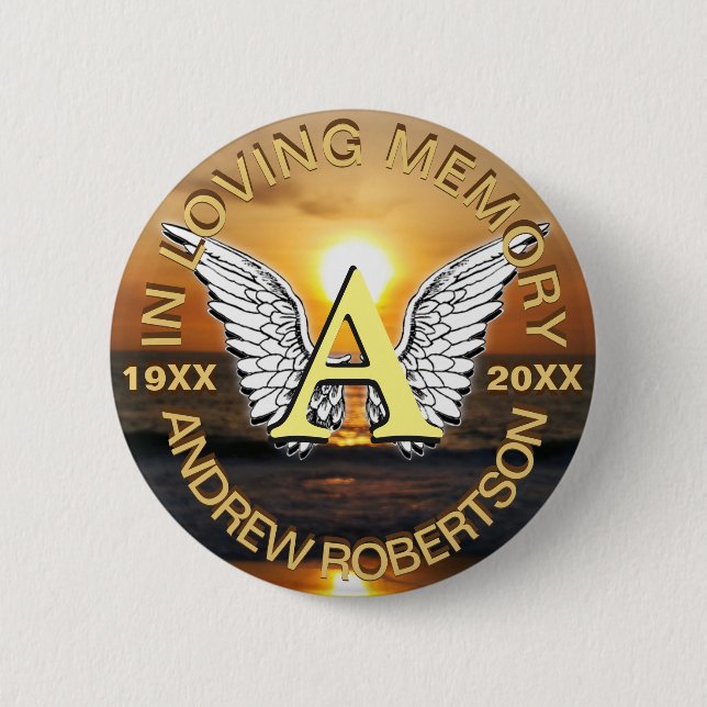 Badge Rond 5 Cm Monogramme du coucher du soleil (Devant)