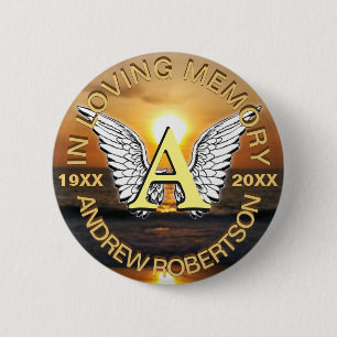 Badge Rond 5 Cm Monogramme du coucher du soleil