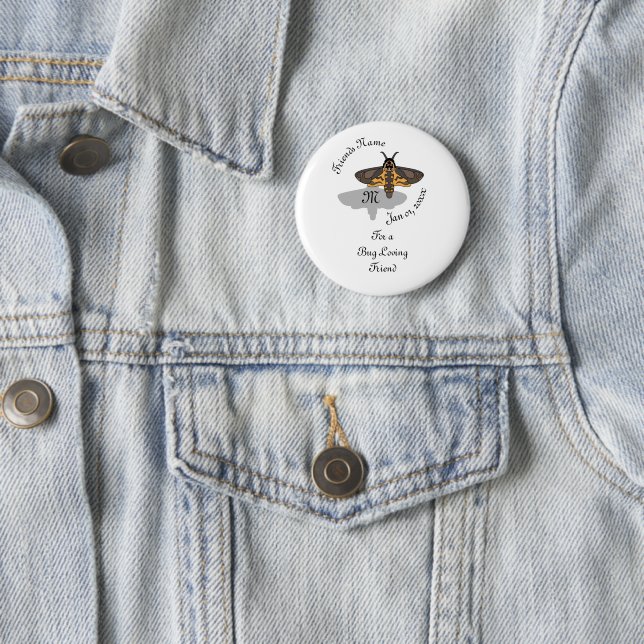 Badge Rond 5 Cm Monogramme du papillon de nuit de la tête de mort (En situation)