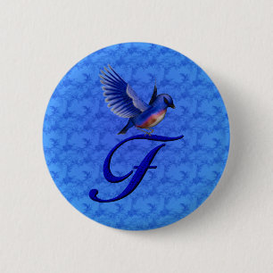 Badge Rond 5 Cm Monogramme élégant de Bluebird F initial