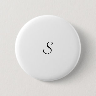 Badge Rond 5 Cm Monogramme élégant simple noir et blanc