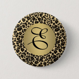 Badge Rond 5 Cm Monogramme Empreinte de léopard