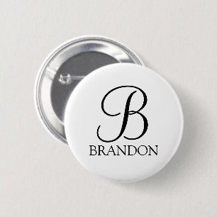 Badge Rond 5 Cm Monogramme et nom de script personnalisé