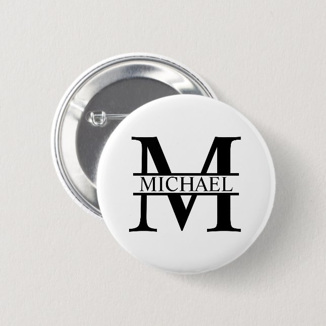 Badge Rond 5 Cm Monogramme et nom personnalisés (Devant & derrière)