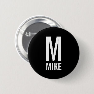 Badge Rond 5 Cm Monogramme et nom personnalisés modernes