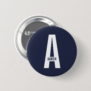 Badge Rond 5 Cm Monogramme et nom personnalisés modernes