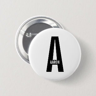 Badge Rond 5 Cm Monogramme et nom personnalisés modernes