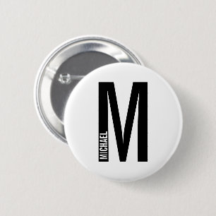 Badge Rond 5 Cm Monogramme et nom personnalisés modernes