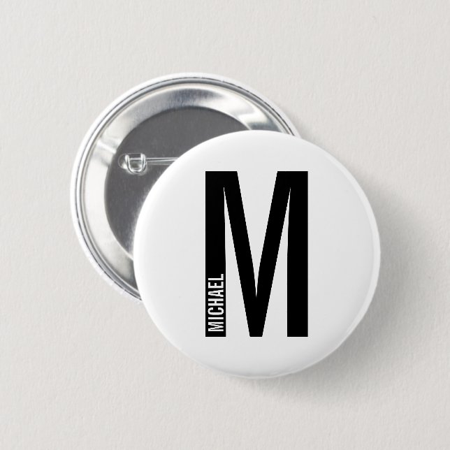 Badge Rond 5 Cm Monogramme et nom personnalisés modernes (Devant & derrière)