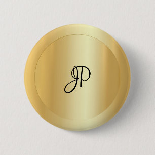 Badge Rond 5 Cm Monogramme Faux Gold Elegant Ajouter Votre Nom De 