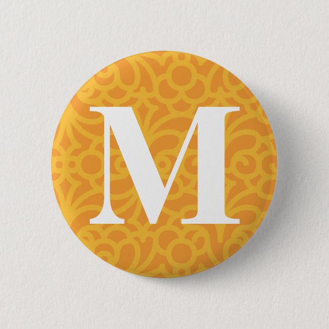Badge Rond 5 Cm Monogramme floral fleuri - lettre M (Devant)